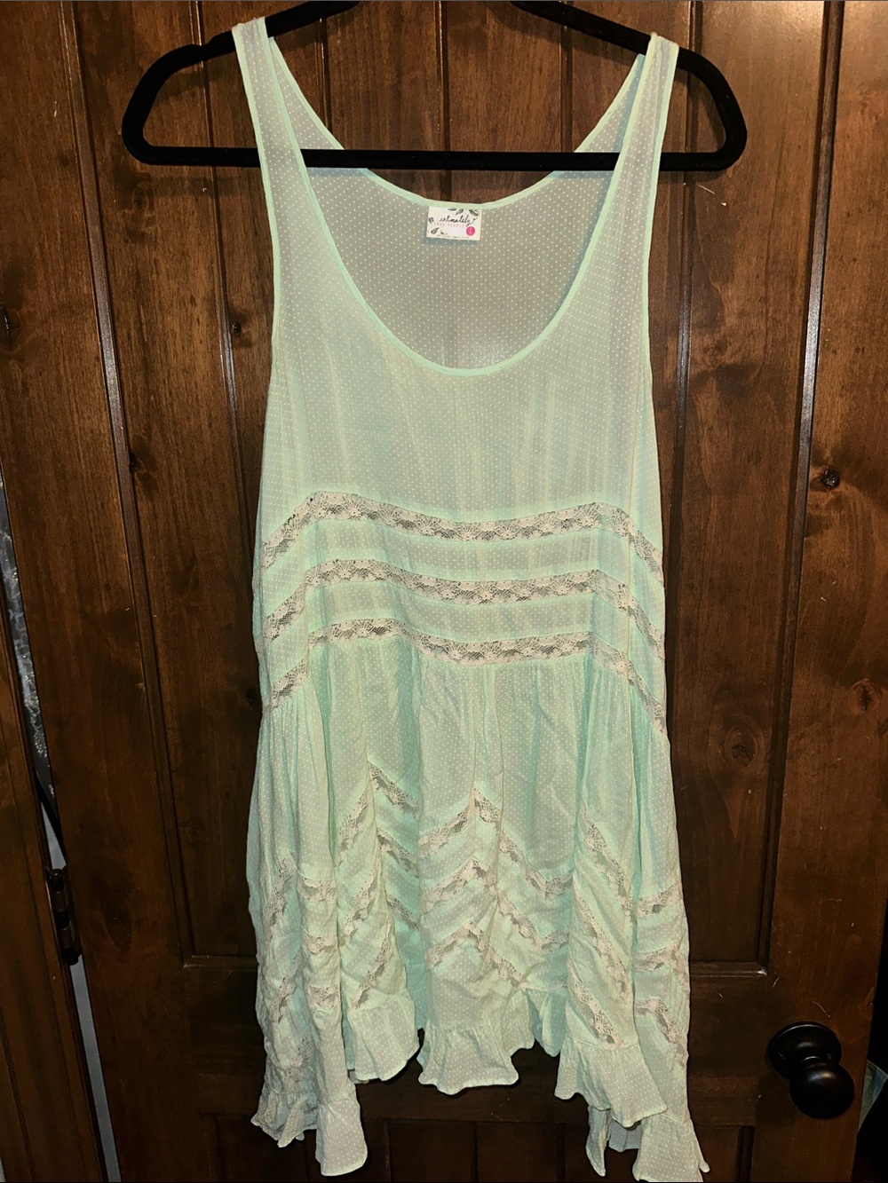 Intimately Free People Blue Boho Trapeze Slip Dress Size Small Lace Gypsy